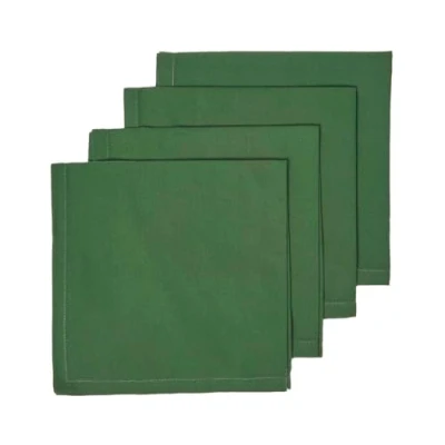 Image of HOMESCAPES Four Green Napkins 100% Cotton 18 x Inch (45 45 cm) Easy care table Hand Woven Washable at 60 Deg C