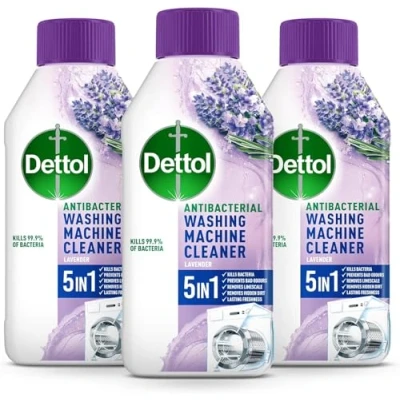 Image of Dettol Washing Machine Cleaner, Lavendar, 250ml (6 x 250ml, Total 750ml), Drum Descaler, Limescale Remover, Antibacterial, Lasting Freshness, Disinfectant, Laundry