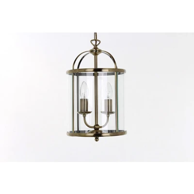 Image of Orly Round Antique Brass Lanterns Pendant Ceiling Light