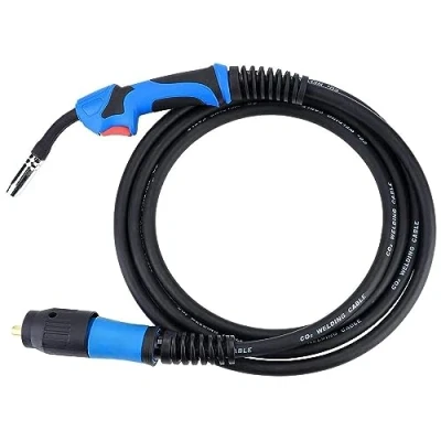 Image of MIG Welding Torch Gun, 3.8m MB15AK Gas Shielded Euro Standard Fitting Connector Gun Assembly 0 25mm Thickness for Welder