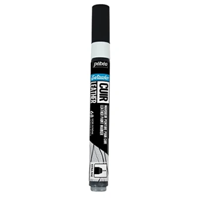 Image of PEBEO Setacolor Leather Acrylic Marker for and Leatherette Customisation Bag, Shoe, Sneaker Scratch, fold rub resistance Matt/Satin finish Extreme Black