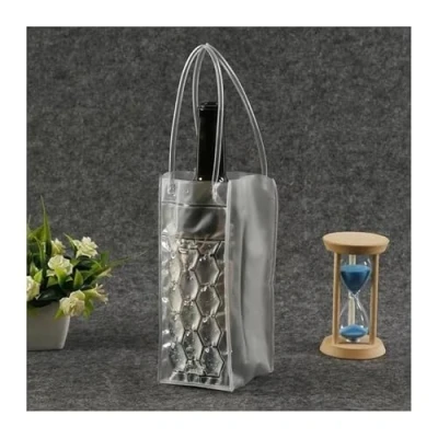 Image of Wine Cooler Ice Bag Beer Champagne Bucket Beverage Bottle Transparent PVC Drinks Cooler(Transparent)