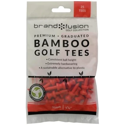 Image of Brand Fusion 31mm Red Wooden Castle Golf Tees Graduated Biodegradable