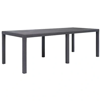 Image of vidaXL Garden Table in Brown, Plastic Rectangular Outdoor Dining with Rattan Look Design, Weather Resistant and Lightweight, Easy to Assemble, 220x90x72 cm
