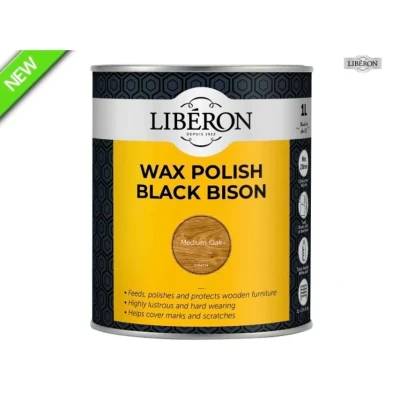 Image of V33 LIBBBPWMO1N LIBERON Black Bison Wax Paste 1KG Medium Oak