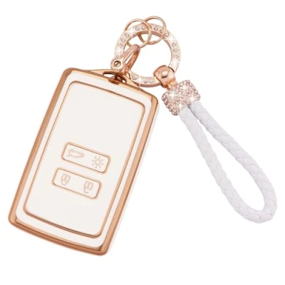 Image of Koaudb Car key Cover Case for Clio Megane Koleos Kadjar Talisman Captur Espace Dacia Duster 4 Buttons Smart Card with Keychian (Rnl)