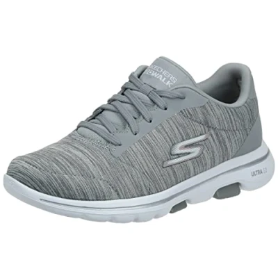 Image of Skechers Go Walk 5 TRUE, Women&#039;s True Trainers, Grey (Gray Textile/Trim Gry), 4.5 UK (37.5 EU)