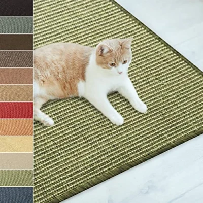 Image of Sisal Cat Scratching Mat, Large Scratch Mat (Green, 67 x 140) Non Slip Claw Board Pad, Natural Carpet, Woven Furniture Protector