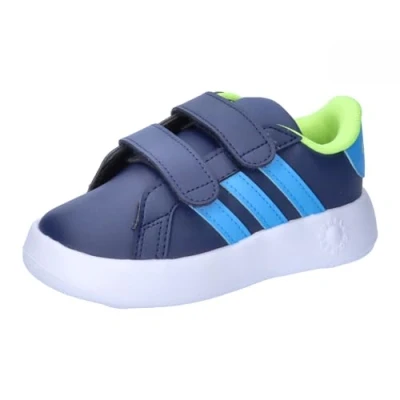 Image of adidas Unisex Kids Grand Court 2.0 Shoes Tennis Shoes, Dark Blue Burst Lucid Lemon, 3 UK
