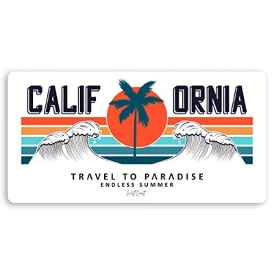 Image of 2 x 10cm California USA Vinyl Stickers Surf Surfing Luggage Sticker #34670 (10cm Wide)