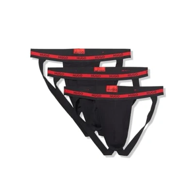 Image of HUGO Men&#039;s Planet Three Pack Jock Strap, Black Storm, S
