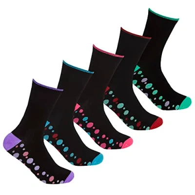 Image of 5 Pairs Cottonique Socks 41B396 Black Spot