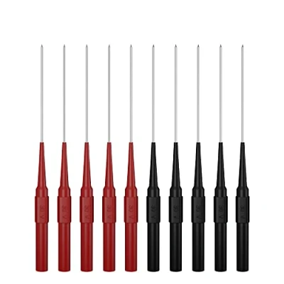 Image of CZJZDZ 10pcs Multimeter Test Probe Back Probes, 1mm Pin Non Destructive Insulation Piercing Needles 4mm Female Banana Plug Car Detective Tools red Black 30009+