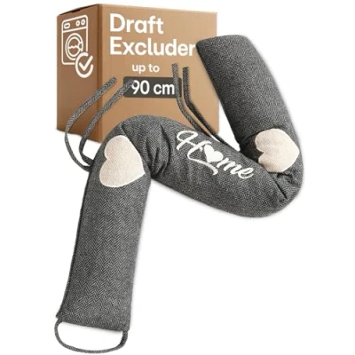 Image of Draft Excluder for Doors &amp; Windows Draught Extra Heavy 90cm/35in Removable Washable Simple Installation No Glue or Drilling Lower Your Heating Bills