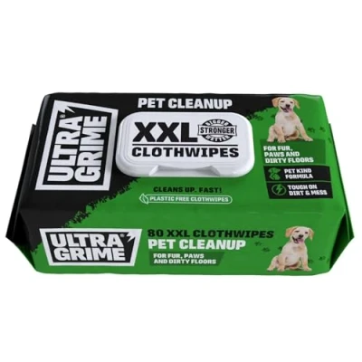 Image of UltraGrime Pet Cleaning Wet Wipes 80 Thick Dog Cat For Cats Puppy Clean Paws Paw Smelly Dogs Grooming