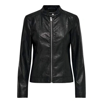 Image of JDY Women&#039;s JDYSTORMY Faux Leather Jacket OTW NOOS, Black, XS/S
