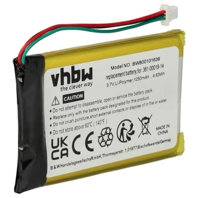 Image of vhbw Battery compatible with Garmin Nüvi 1340, 1690 GPS Navigation System Sat Nav (1250mAh, 3.7V, Li Polymer)