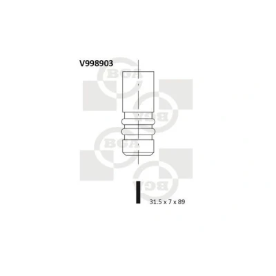 Image of 038109611E, 38109611E Exhaust Valve BGA V998903 31,5mm VOLKSWAGEN: Polo IV Hatchback, Passat B6 Saloon, Golf Plus / Crossgolf, AUDI: A4 Avant, A2