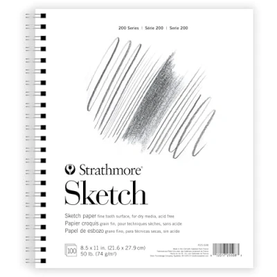 Image of Strathmore STR 025 508 100 Sheet Sketch Pad, 8.875 by 11&quot;, White, 8.5 InchesX11 Inches
