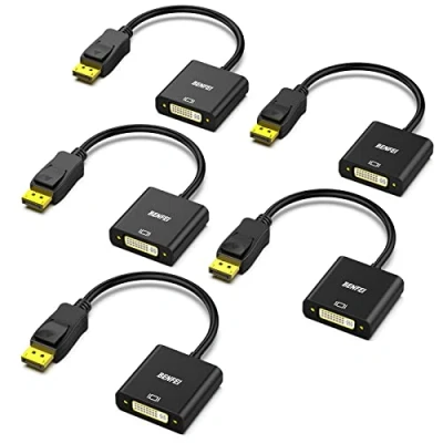 Image of BENFEI DisplayPort to DVI D Single Link Adapter 5 Pack, Display Port Converter Male Female Black Compatible for Lenovo, Dell, HP and Other Brand
