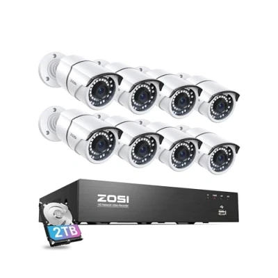 Image of ZOSI 4K 8CH PoE CCTV Camera System with 8x 5MP Outdoor Indoor IP Security Cameras, 100ft Night Vision, Motion Detection, Instant alerts, 8 Port 16CH 8MP NVR 2TB HDD for 24/7 Recording