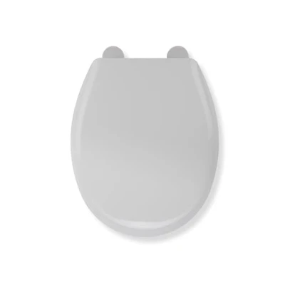 Image of Croydex Canada White Plastic Toilet Seat, Antibacterial Treatment, Fits Standard Round Pans, Universal Oval Shape, Durable Polypropylene Material, Easy to Install, Adjustable from 120mm 195mm