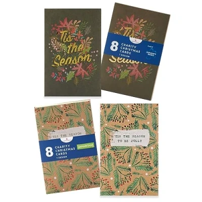 Image of UK Greetings Multipack of 16 Christmas Cards for Him/Her/Friend 2 Tis The Season Designs