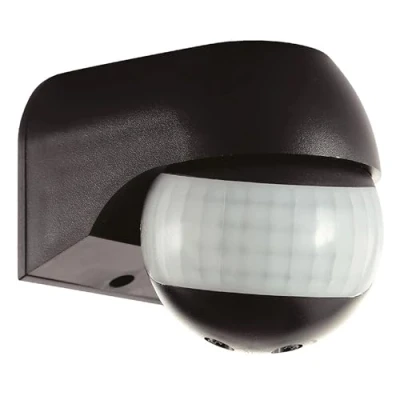 Image of PIR Sensor Motion Activated 180 Degree Presence Detector Outdoor Weatherproof with Adjustable Timer &amp; LUX Control IP44 Rated Black