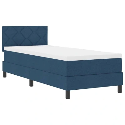 Image of vidaXL Box Spring Bed with Mattress Blue 80x200 cm Fabric