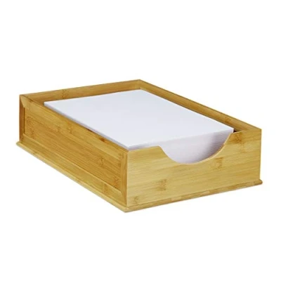 Image of Relaxdays Bamboo Filing Rack, Stackable, DIN A4 Sheets, Office Organiser, Desk Tray, HWD: 10x26.5x39cm, Natural