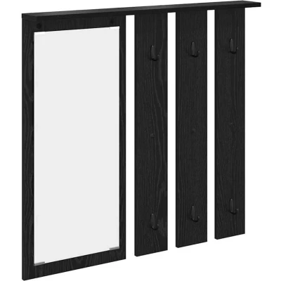 Image of Wall mounted Coat Rack with Shelf Mirror Black oak 84 x 10 80 cm Vidaxl