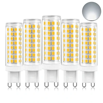 Image of HHZY 10W G9 LED Bulb Equivalent 100W Halogen High Light Bulbs Brightness 1000LM 120V Non Dimmable No Flicker, Energy Saving Bulbs, 5 Pack,Cool White 6000K
