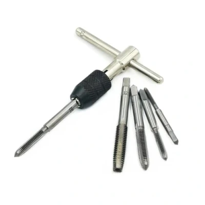 Image of NestNook T Handle Ratchet Tap Adjustable Threading Wrench Set M3 M4 M5 M6 M8 Metric Metal Hand Thread Taps