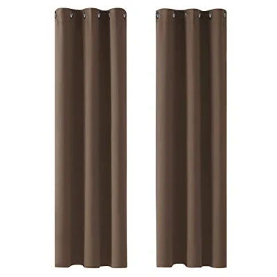 Image of Deconovo Curtains Thermal Insulated Blackout Material Eyelet for Windows Brown 42 x 90 Inch 2 Panels