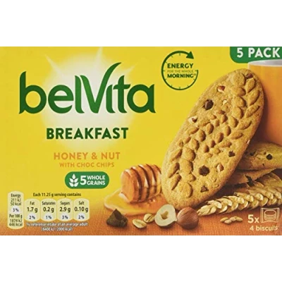 Image of Belvita Breakfast Honey Nuts 5x4 Biscuits, 255 g (Pack of 10)