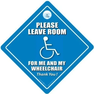 Image of Please Leave Room for My Wheelchair Car Sign, Disabled Driver Disability Mobility Baby on Board, Sticker, User Sign