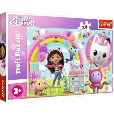 Image of Trefl Gabby’s Dollhouse Happy Gabby 24 Piece Jigsaw Puzzles For Kids Easy Hold Large Maxi Puzzle Pieces Children Ages 3+