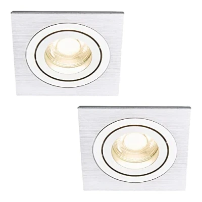 Image of LITECRAFT Evra Recessed Downlight Square Tiltable Ceiling Spotlight in Silver 2 Pack