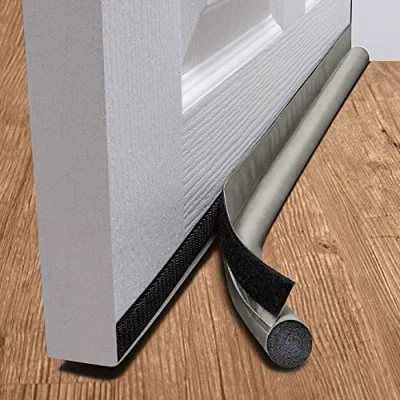 Image of Draft Excluder for Doors, Door Stopper Bottom One Sided Blocker, 37&quot; Cuttable Under Blocker Insulator Seal Weather Stripping Interior Front Grey