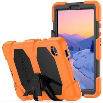 Image of TECHGEAR G SHOCK Case Fits Samsung Galaxy Tab A9 8.7&quot; 2023 (SM X110 / SM X115) Tough Rugged HEAVY DUTY Armour Shockproof Impact Survival with Stand, Kids Schools Builders Work ORANGE