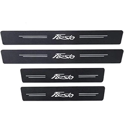 Image of EAGLEG 4pcs Car Outer Door Sill Protector Kick Plates for Fo rd Focus Fiesta Kuga Fusion Edge ST Line S max ST, Carbon Fiber Accessories Scuff Guard Threshold Cover Pedal, Trim Non Slip,