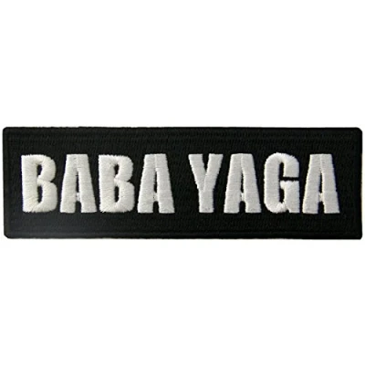 Image of Baba Yaga Patch Morale Funny Embroidered Applique Iron On Sew Emblem, White &amp; Black