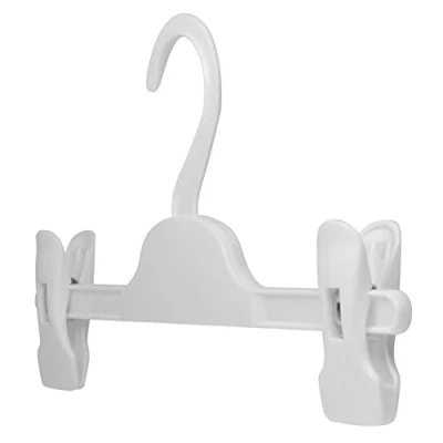 Image of HANGERWORLD 20 White 28cm Plastic Childrens Coat Trouser Skirt Clothes Garment Clips Baby Toddler.