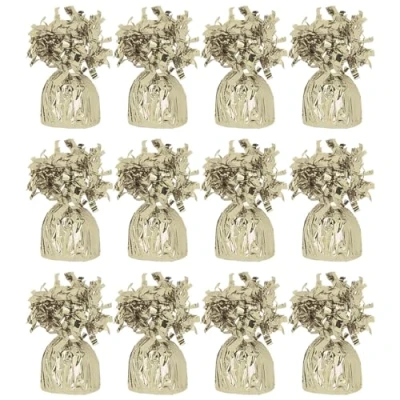 Image of Foil Helium Balloon Weights Pack of 12 Durable &amp; Colourful Gold for Birthdays Parties, Events Celebrations Perfect Weight Holders