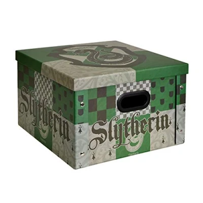Image of Harry Potter Collapsible Storage Box with Lid (Slytherin Design) 24cm x 37cm Official Merchandise