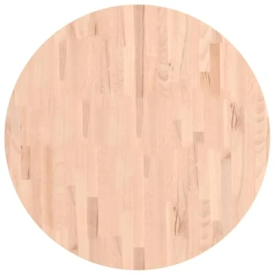 Image of vidaXL Round Wooden Replacement Dining Table Top Solid Beech Wood, Versatile for Coffee Tables, Easy to Clean Surface, Unique Wood Grain, 80cm Diameter