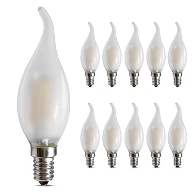 Image of BELINGGO E14 Dimmable LED Candelabra Bulbs 4W, 2700K Warm Soft White 400LM, Edison Screw Candle Bulb, C35 Frosted Glass Flame Shape Bent Tip, Pack of 10