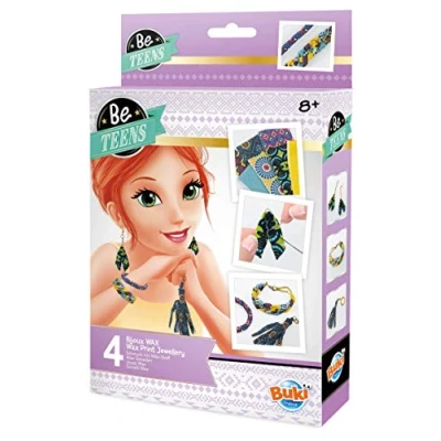 Image of Buki France Be Teens Wax Print Jewellery Making Gift Set. Kit. Customise Bracelets &amp; Earrings with Accessories Instructions. Arts Crafts for Kids. Suitable Boys Girls 8+