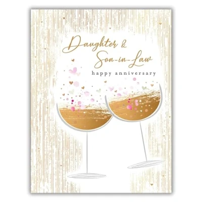 Image of Daughter and Son in Law Anniversary Card Romantic Love Hearts Design Special Finishes Illustrated Insert Leaf Made the UK Eco Friendly