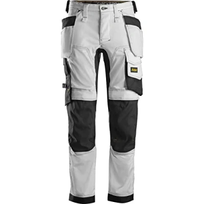 Image of Snickers AllroundWork Stretch Trousers Holster Pockets White/Black 52